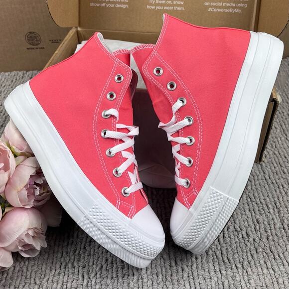 NEW Womens Size 8.5 Custom Converse CTAS Lift Hi Floral Embroidery Platform Shoe - Picture 2 of 9